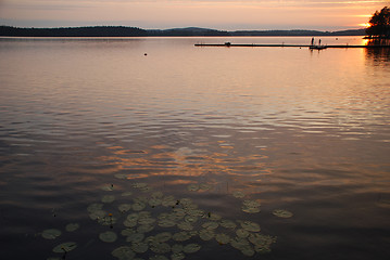 Image showing Sunset at beutiful lake Kuuhankavesi in Central Finland