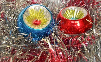 Image showing Christmas bauble and tinsel