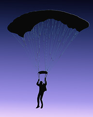 Image showing Blue Back Sky Diver with parachute