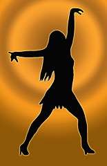 Image showing Gold Circle Back Dancing Girl Spread Arms Pose