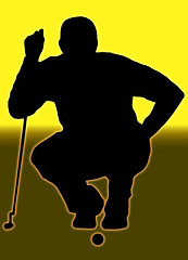 Image showing Golden Back Sport Silhouette Golfer Sizing put up