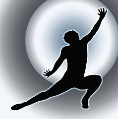 Image showing Spotlight Back Dancing Lady Kneeling Spread Leg