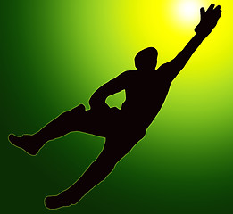 Image showing Green Gold Back Sport Silhouette Wicket Keeper Dive