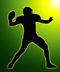 Image showing Green Glow Silhouette American Football Quarterback Throw