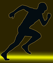 Image showing Green Gold Glow Sport Silhouette - Male Sprint Athlete