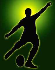 Image showing Green Glow Sport Silhouette - Rugby Football Kicker