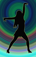 Image showing Color Circle Back Dancing Girl Spread Arms Pose