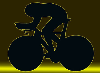 Image showing Green Gold Back Sport Silhouette - Bicycle Racer