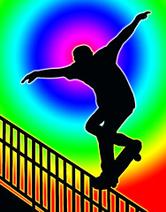 Image showing Color Circle Back Skateboarding Nosegrind Rail Slide