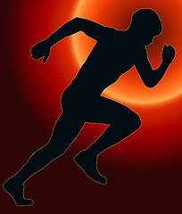 Image showing Sunset Back Sport Silhouette - Male Sprint Athlete