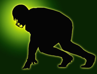 Image showing Green Glow Silhouette American Football Player Scrimmage