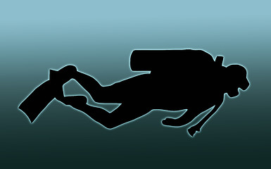 Image showing Blue Back Scuba Diver