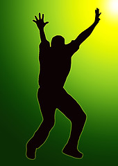 Image showing Green Gold Back Sport Silhouette - Bowler Appealing