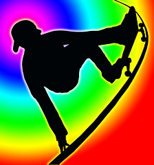 Image showing Color Circle Back Skateboarding Vert Ramp Grab