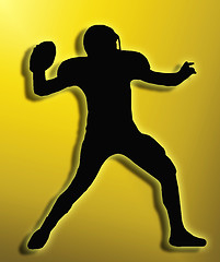 Image showing Golden Back Silhouette American Football Quarterback Throw
