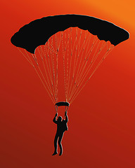 Image showing Sunset Back Sky Diver with parachute