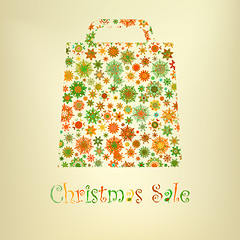 Image showing Bag For Shopping With snowflakes. EPS 8