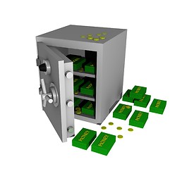 Image showing bank safe with money 3d