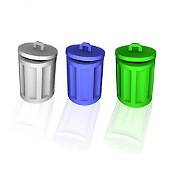 Image showing 3d colorful trash can symbols