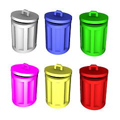 Image showing 3d colorful trash can symbols