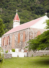 Image showing  stone church architecture Saba Dutch Netherlands  Antilles