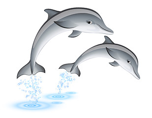 Image showing Jumping dolphins