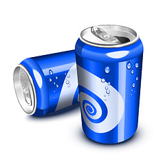 Image showing Blue soda cans