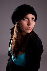 Image showing Beautiful young woman with hat
