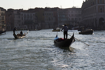 Image showing Gondolas at the sunset