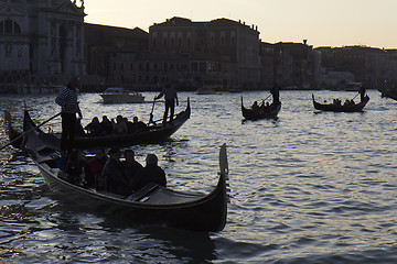 Image showing Four gondolas at the twilight