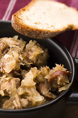 Image showing traditional polish sauerkraut (bigos) with mushrooms and plums