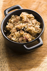 Image showing traditional polish sauerkraut (bigos) with mushrooms and plums