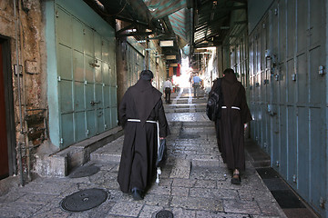 Image showing Monks on the street of Jerusalem