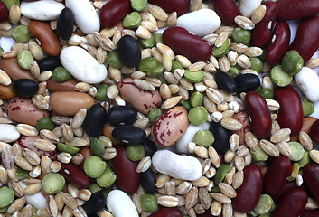 Image showing Mix of black and red string bean, lentil, green and yellow peas