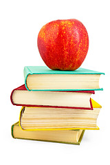 Image showing Books with apple