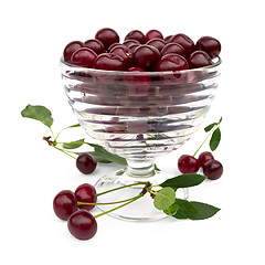 Image showing Cherry in a glass bowl
