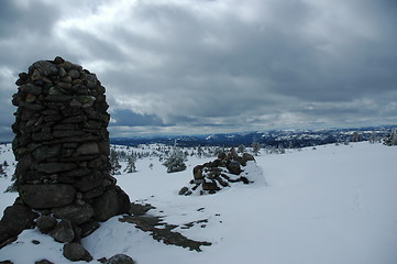 Image showing Cloudy winter mountain