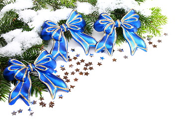 Image showing Christmas still life with blue balls.