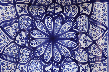 Image showing Tunisian colorful oriental pottery, detail