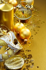 Image showing Golden Christmas still life.