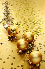 Image showing Golden Christmas still life.
