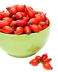 Image showing Rose hips in a ceramic bowl.