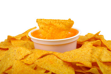 Image showing nachos and cheese sauce