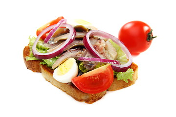 Image showing Sandwich with smoked herring.