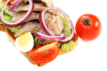 Image showing Sandwich with smoked herring.