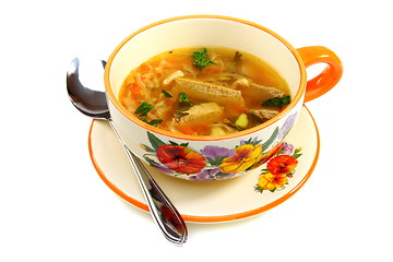 Image showing Soup of the sauerkraut in a bowl. 