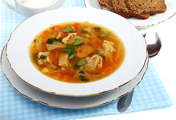 Image showing Soup of sauerkraut and meat.