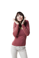 Image showing Beautiful woman blowing a kiss