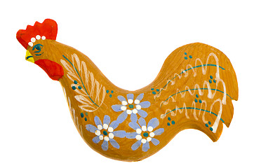 Image showing Graven handmade wooden Easter rooster decoration.