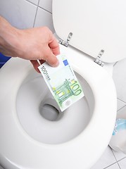 Image showing money and toilet